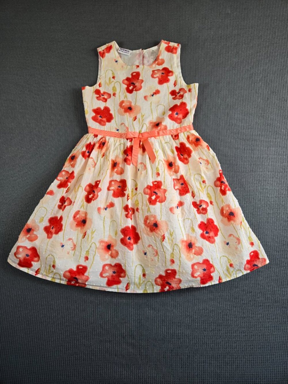 Blueberi Boulevard Girls Poppy Floral Dress Size 8 Swiss Dot